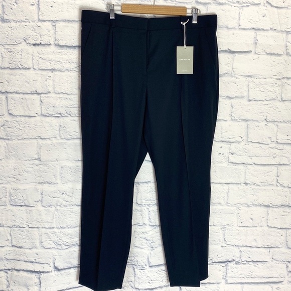 Everlane navy blue wool Italian go weave crop trouser pants 16 NWT - Picture 2 of 8